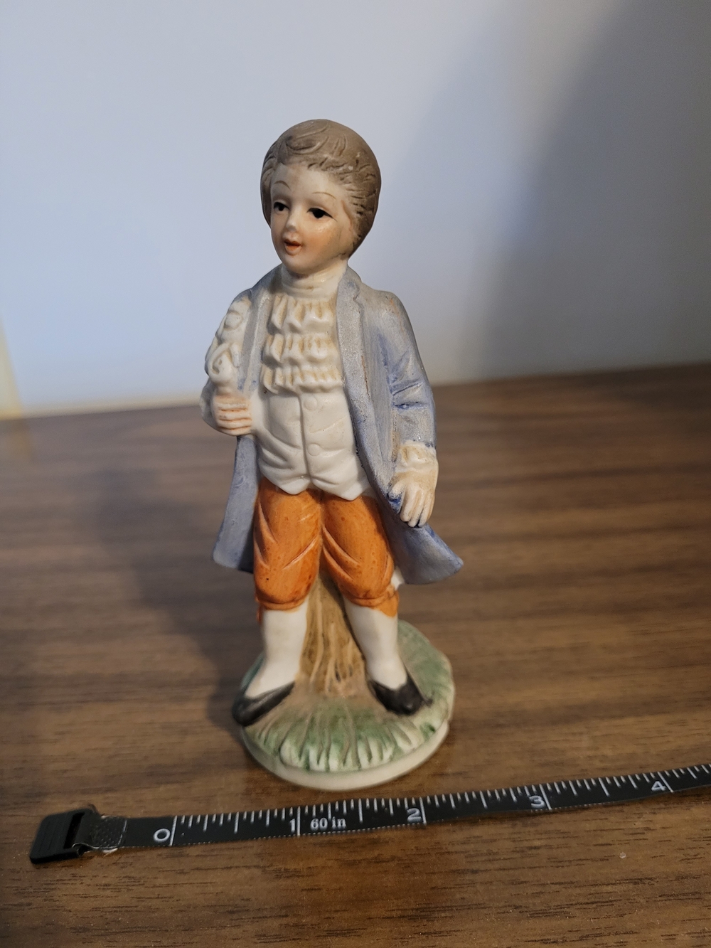 Vintage Blue and Orange Porcelain Gentleman Figurine